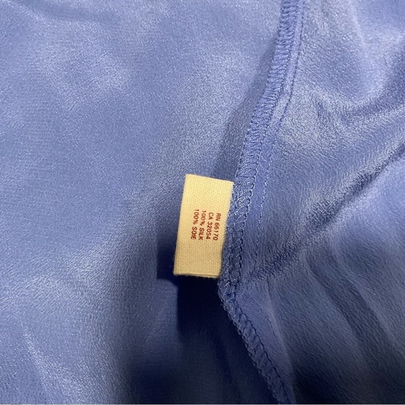 Maeve Anthropologie Womens Powder Blue Silk Collar Cap Sleeve Blouse Size 6 - Picture 9 of 12